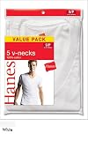 5 Hanes Hanes White V-Neck T P5 777P5 White (02) L