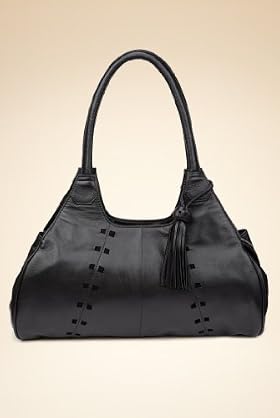 Leather Double Handle Cutwork Tassel Handbag