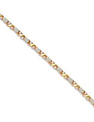 14k Yellow Gold Natural Opal And Diamond Tennis Bracelet