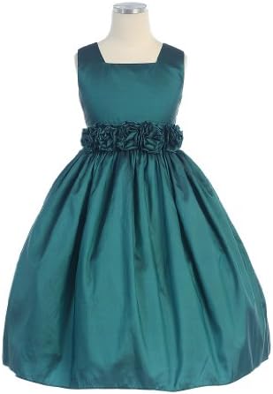 Sweet Kids Girls Sleeveless Flower Girl Dress with Rolled Flower Waistband
