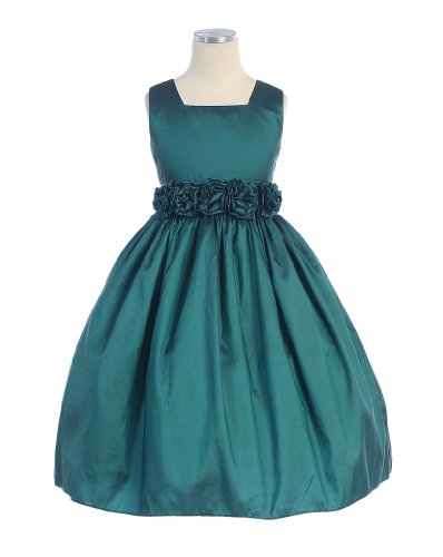 Sweet Kids Girls Sleeveless Flower Girl Dress with Rolled Flower Waistband