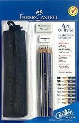 Faber-Castell 701000 Art on the Go Graphite Pencil Drawing Set Creative Studio 12 Pencil Bag Set w/Eraser & Sharpener