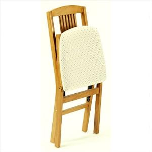 Simple Mission Wood Folding Chair with Upholstered Seat in Oak (Set of 2) by