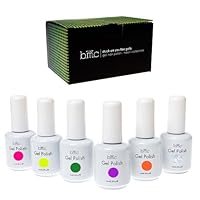 BMC 6pc Color Gel Nail Art Polish UV LED Light Manicure Collection Set - NEONS, Stuck On You Like Gelly Collection