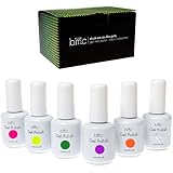 BMC 6pc Color Gel Nail Art Polish UV LED Light Manicure Collection Set-Mixed Variety, Stuck On You Like Gelly Collection