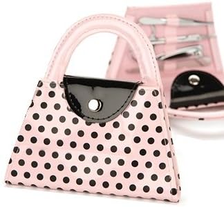 Pink, Polka Dot Purse 5 Piece Manicure Set - Pink