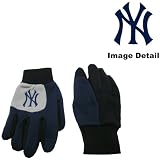 New York Yankees Color Block Grey Grip Work Glove w/ Blue Fingers