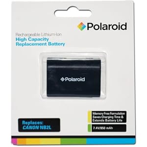 Polaroid High Capacity Canon NB2L Rechargeable Lithium Replacement Battery