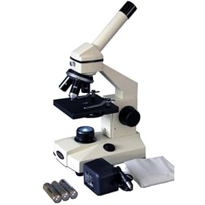 AmScope 40x-1000x All-Metal Student Cordless LED Field Biological Compound Microscope with All Optical Glass Lenses