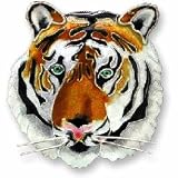 Clearly Charming Bengal Tiger Head Sterling Silver and Enamel Pin