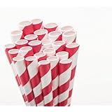 Aardvark 61520005 Paper Drinking Straw, 7/32" Diameter x 7-3/4" Length, Candy Apple Red Stripe (8 Boxes of 600)