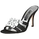 Beverly Feldman Women's Roxie Sandal,Black Satin,8.5 M US