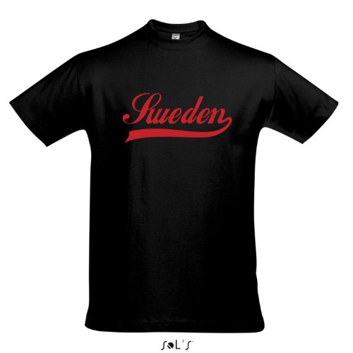 T-Shirt Schweden Oldschool Sweden LÄNDERSHIRT EM / WM FAN Trikot S-XXL , Deep black – rot , S