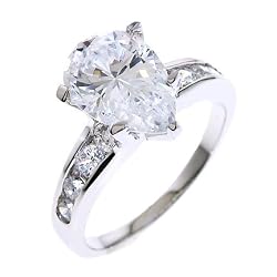 3ct Cz Pear Shaped Diamond Engagement Rings