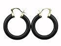Onyx Traditional Hoop Earrings, 14k Gold