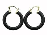Onyx Traditional Hoop Earrings, 14k Gold