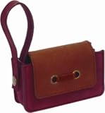 Nicole Miller Leather Horizontal Universal Cell Phone Carry Case with Hand Strap, Dark Pink and Brown