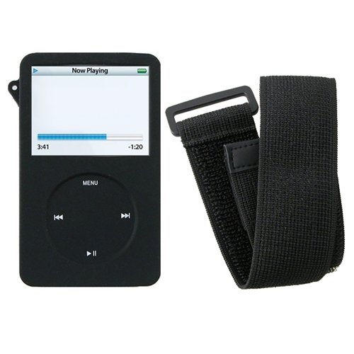 BLACK SILICONE CASE +ARM BAND for IPOD CLASSIC 160 GB