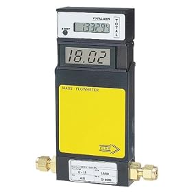 Thermal Gas Mass Flowmeter, to 15 L/min Air / N<sub>2</sub>, Aluminum body w/ display