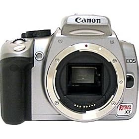 Click here to buy Canon Digital Rebel XT 8MP Digital SLR Camera (Body Only - Silver) by Canon.