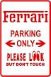 FERRARI PARKING luxury sports car show sign