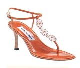 Manolo Blahnik - Manolo Blahnik Shoes "Gamboyo" Orange Sandals Pearl Detail -OnlyModa