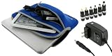 rooCASE 2n1 Lenovo S10-3t 0651-37U 10.1-Inch Black Netbook Neoprene Sleeve Case and AC Wall Adapter Charger(Invisible Zipper Tri-Pocket - Dark Blue)