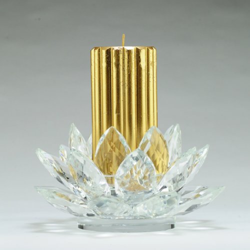 Clear Crystal Lotus Pillar Candleholder