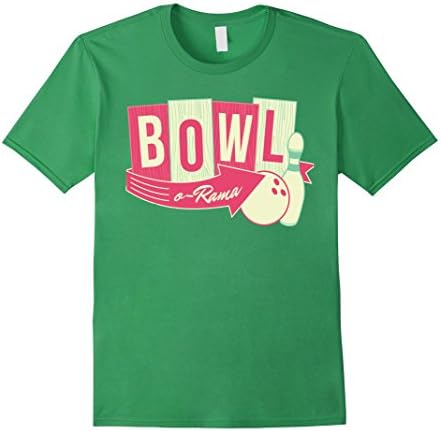 Men's Retro Bowl O Rama Bowling Shirt Classic Ball Pins T Shirt 2XL Grass
