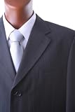 Men's Superior 150s Single Breasted Three Button Black Pinstripe 3 PCS Vested Dress Suit