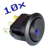 10PC New 16A 12V Round Rocker Toggle Switch Blue LED SPST For All 