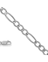 925 Sterling Silver 7 mm (9/32 Inch) Diamond Cut Figaro Chain Necklace 22" w/ Lobster Claw Clasp
