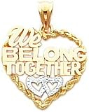14K Two Tone Gold We Belong Together Heart Charm New