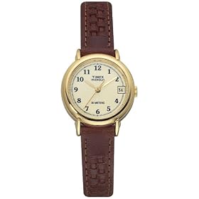 Timex Women's Classic Gold-Tone Leather Strap Watch #T16091