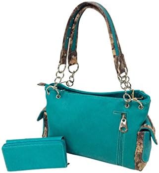 SS Fashions Western Camo Horse Concealed Carry Shoulder Bag and Wallet Set (Turquoise)