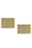 14k Gold Cufflinks - Solid 14k Gold Rectangle Shine and Mesh Cufflinks