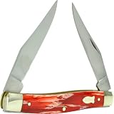 Schrade 77RM Old Timer Muskrat Knife with 2 Clip Blades, Red Marble Handle