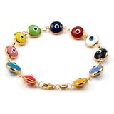 14K Gold Vermeil Evil Eye Bracelet, Multicolor