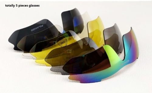 White Frame Outdoor Hunting Golf Fishing Hiking Sport Riding Skiing Uv400 Polarized Sunglasses Glasses 5 Lenses Case+led Light