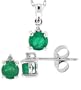 1.24ctTW Genuine Round Emerald and Diamond Pendant Earring Set in 14Kt White Gold w/chain