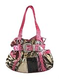 IMAGE OF Pink Animal Patchwork Cinch Bag Rhinestone Buckle Purse