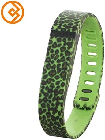 Bandcase New Style Lepoad Set Size Large L or Size Small S Multicolor Leopard Combinational Replacement Bands with Metal Clasps for Fitbit Flex Only No Tracker/ Wireless Activity Bracelet Sport Wristband Fit Bit Flex Bracelet Sport Arm Band Armband (Green, Large)