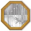 Decorative Etched Mirror - Duck Hunting Art Etching, Octagon Solid Oak Framed Wall Mirror, 13 inches