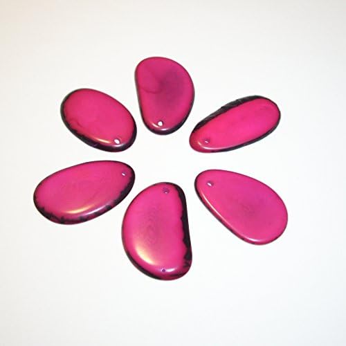Tagua Nut Thin Slices Fuchsia Medium Size Package of 6