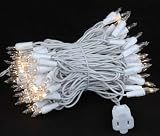 Novelty Lights, Inc. CG100-4-W-CL Commercial Grade Christmas Mini Christmas Light Set, Clear, White Wire, 100 Light, 4" Spacing, 34 Long