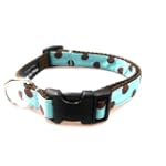 Small Blue/Brown Dot - Nylon Webbing Dog Collar