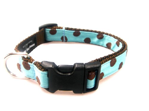 Medium Blue/Brown Dot Dog Collar: 3/4