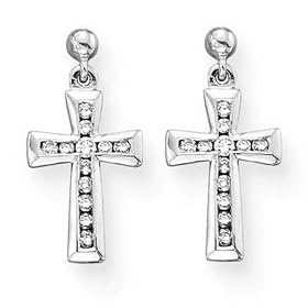 10K White Gold 1/3 ct. Diamond Cross Earrings