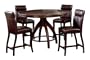Hillsdale Nottingham Round Counter Height 5-Piece Dining Set, Dark Espreoos, Set Includes 1-Table and 4 Stools