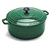 World Cuisine Round Enamel Cast Iron Dutch Oven 6 3/4 Quart with Lid, Green